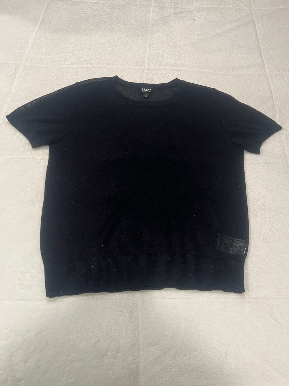 INC International Concepts Black Short-Sleeve Crewneck Tee